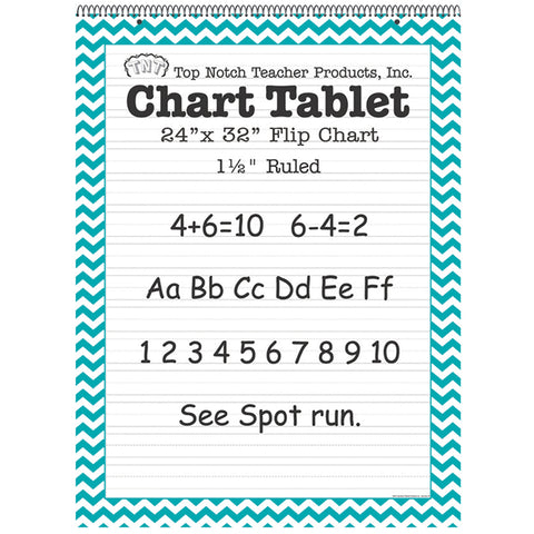 Chart Tablet, 24 X 32, 1-1/2 Ruled, Teal Chevron, 25 Sheets