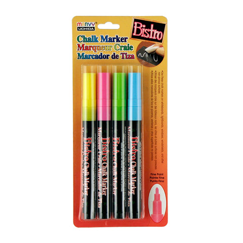 Fine Tip Chalk Marker Set - Fluorescent Colors