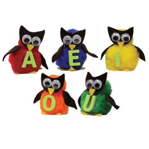 5-Character Monkey Mitt Set, Vowel Owls
